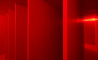 Five red dividers inside a red room.