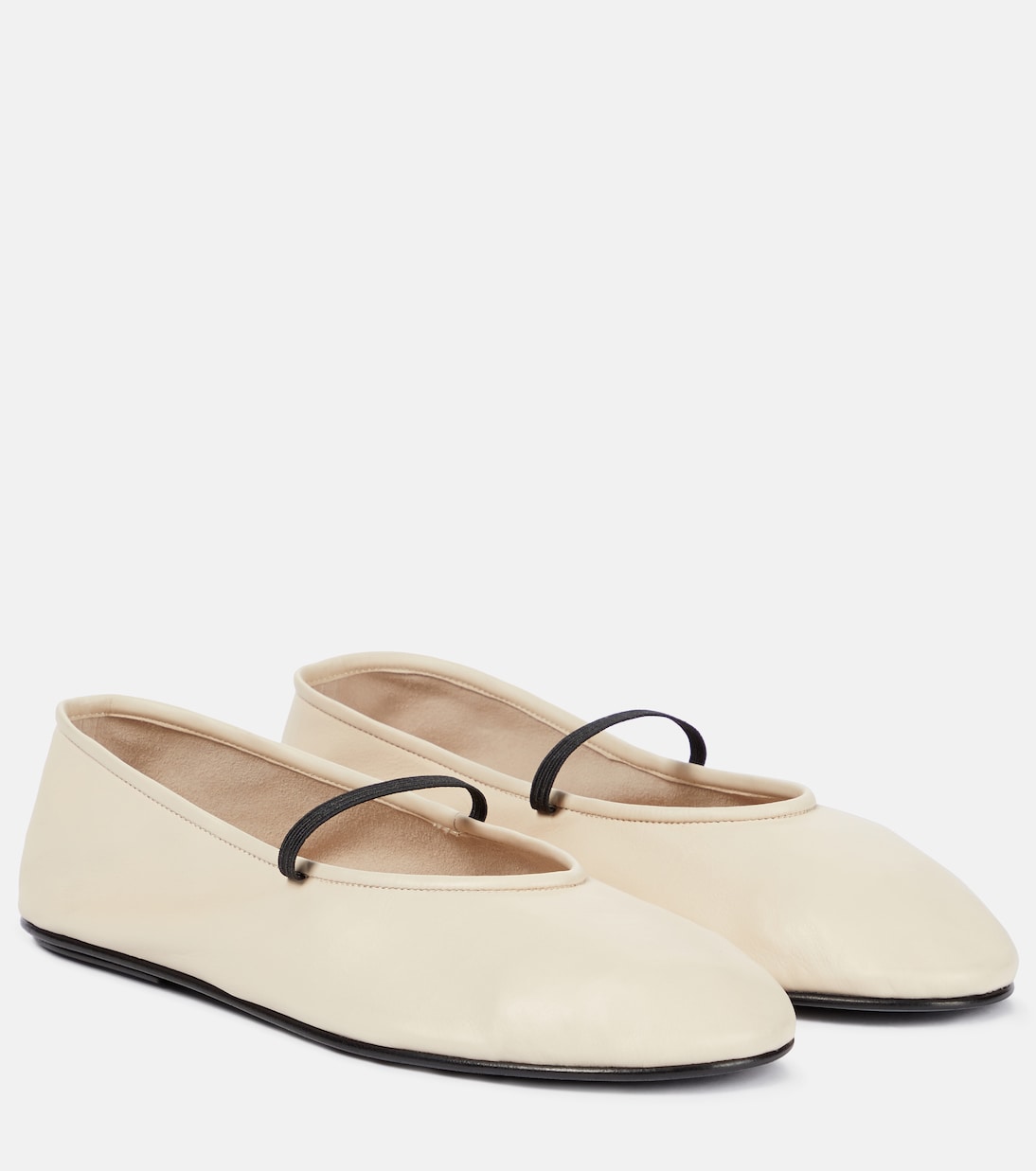 Elastic Leather Ballet Flats in White - the Row