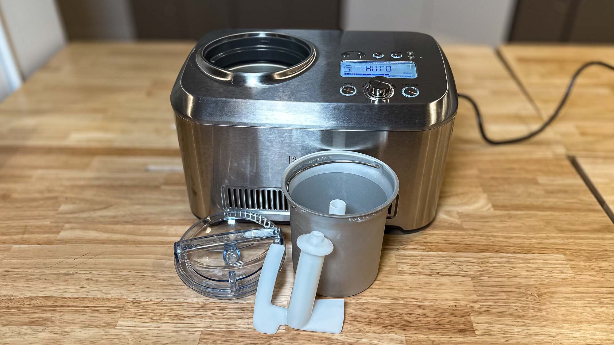 Brevile Smart Scoop Ice Cream Maker sitting on table