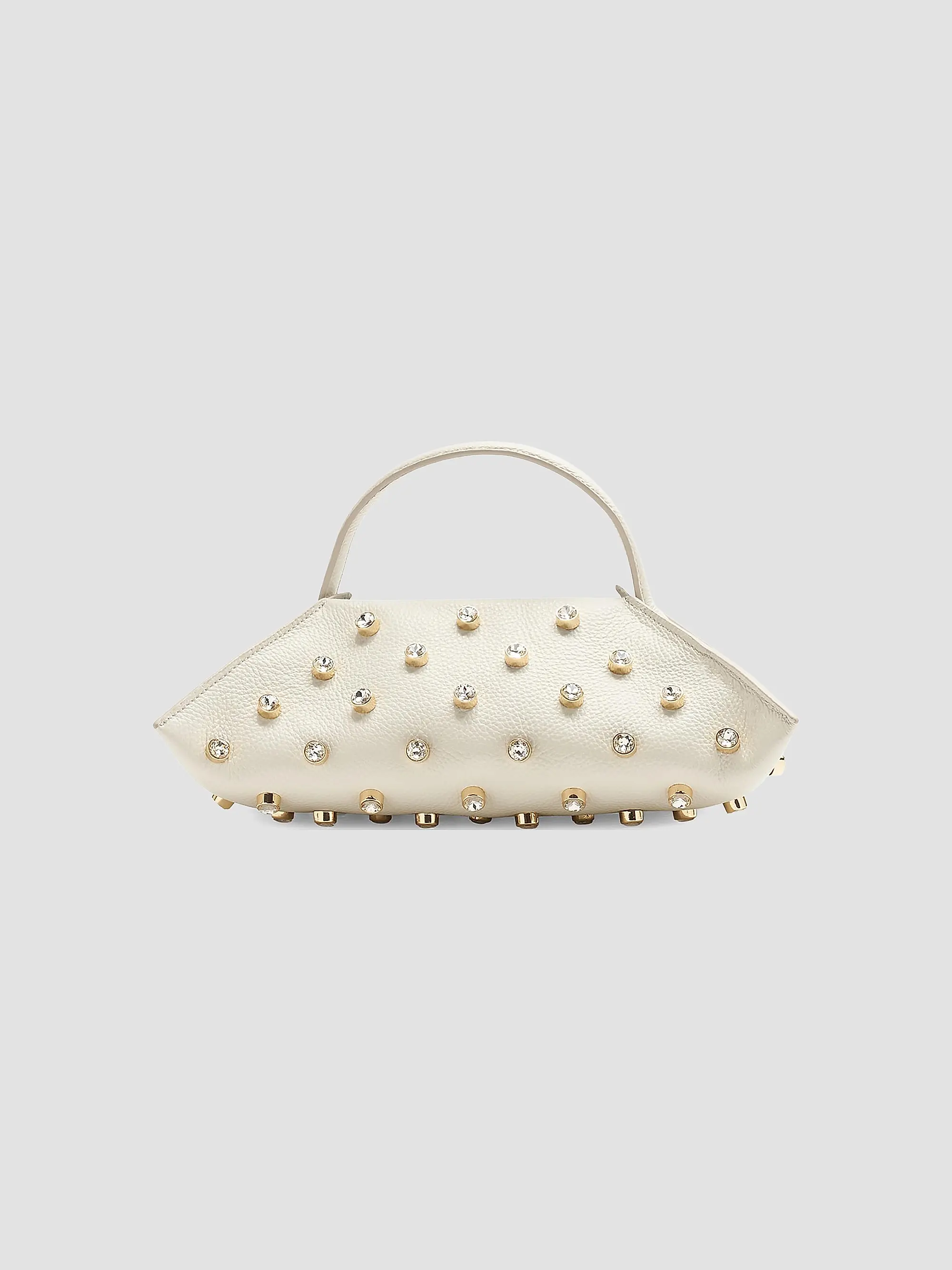 Crystal-Embellished Origami Leather Baguette