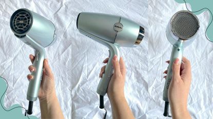 Three images of the babyliss dryer featured in this babyliss hydro fusion hair dryer review
