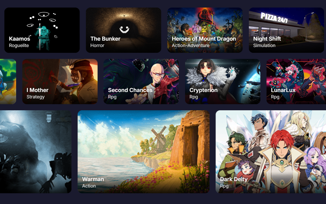 A selection of games available on Indie Pass.