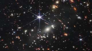 The James Webb Space Telescope deep field image showing some of the earliest and most distant galaxies ever seen.