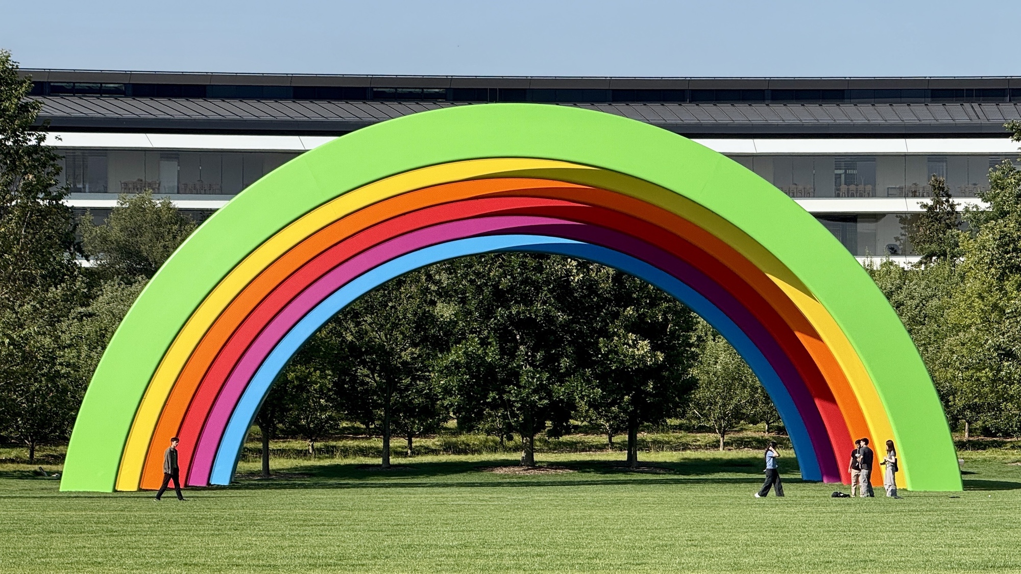 Rainbow sculpture on the Apple campus