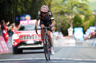 MONTALCINO ITALY MAY 19 Hugh Carthy of United Kingdom and Team EF Education Nippo at arrival during the 104th Giro dItalia 2021 Stage 12 a 162km stage from Perugia to Montalcino 554m girodiitalia UCIworldtour Giro on May 19 2021 in Montalcino Italy Photo by Stuart FranklinGetty Images