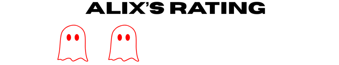 Scary rating with a ghost emoji in red