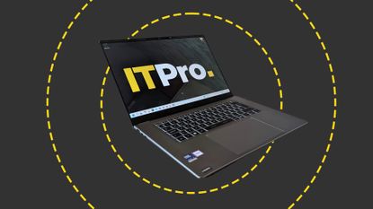 The MSI Prestige A16 AI+ on the ITPro background