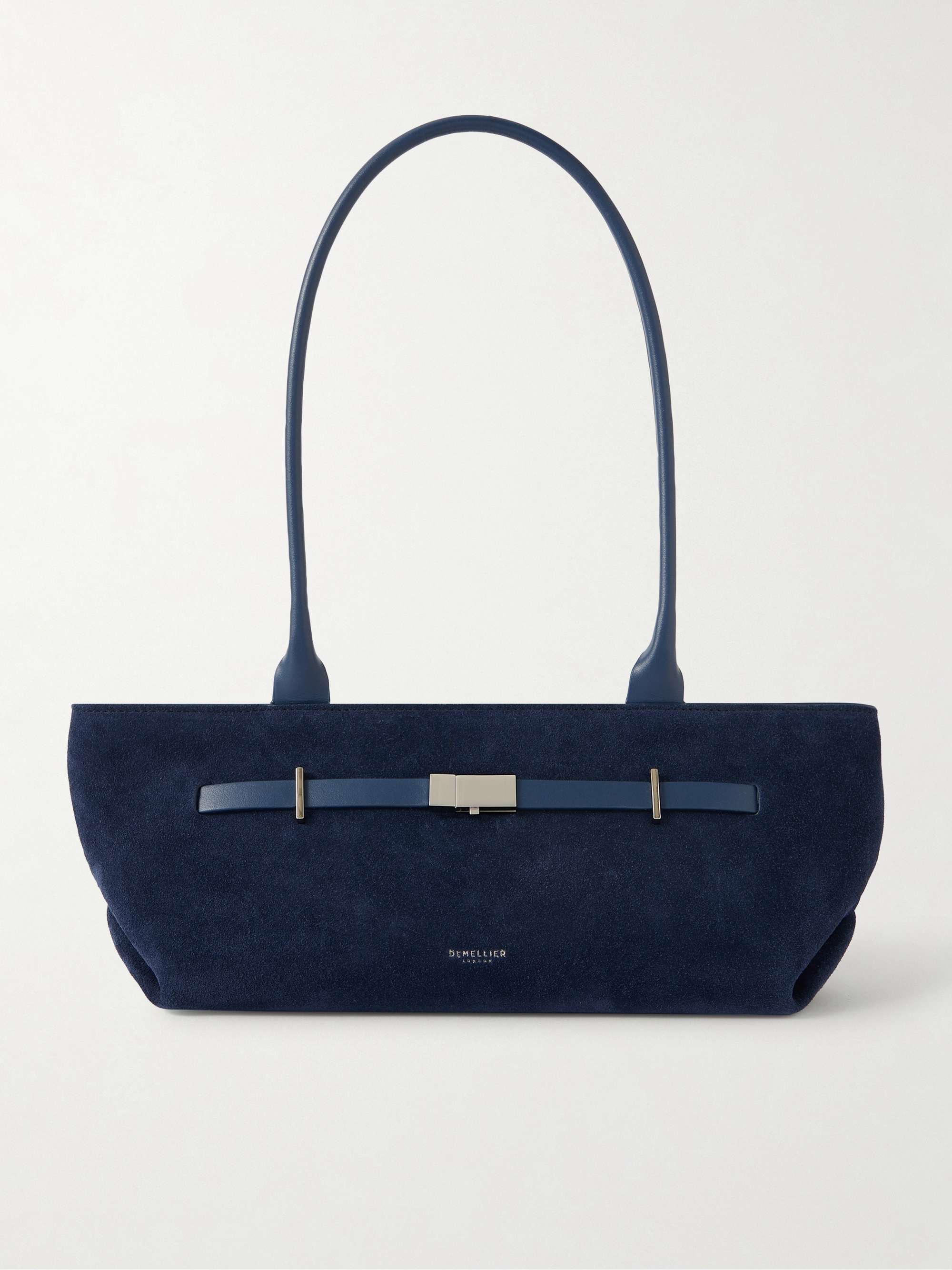 New York Shoulder Leather-Trimmed Suede Bag