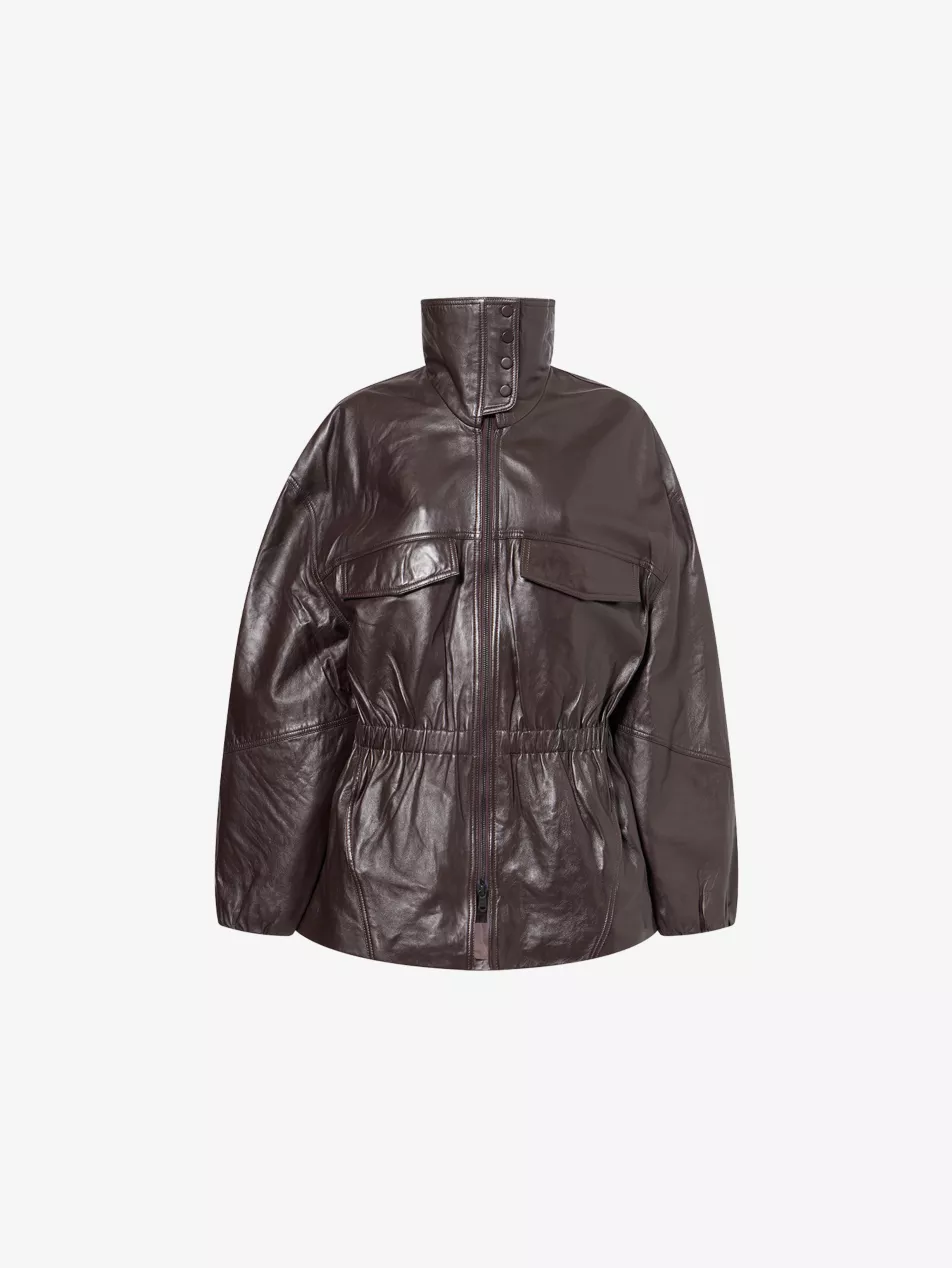 Carnaby Funnel-Neck Leather Jacket - Xxs