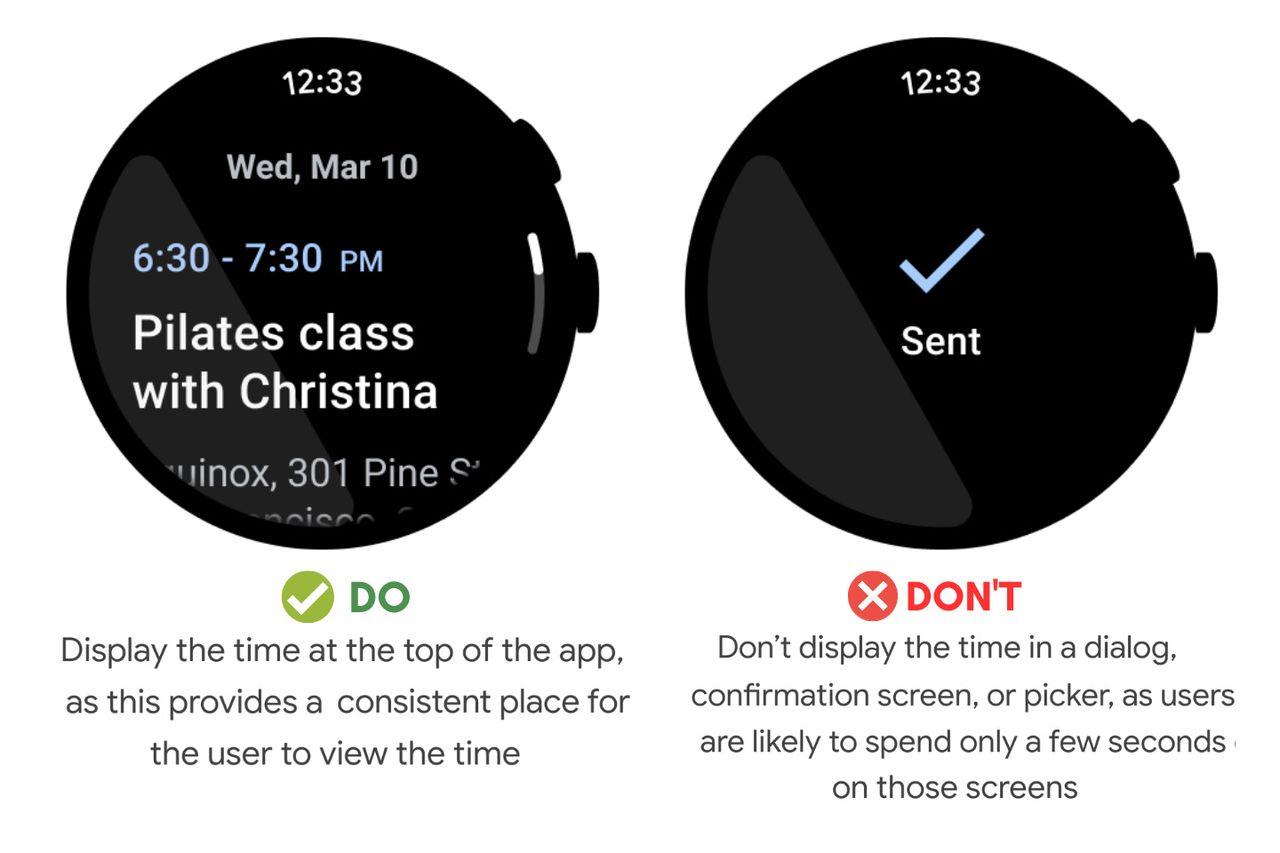 Wear OS 3 requirement for displaying time