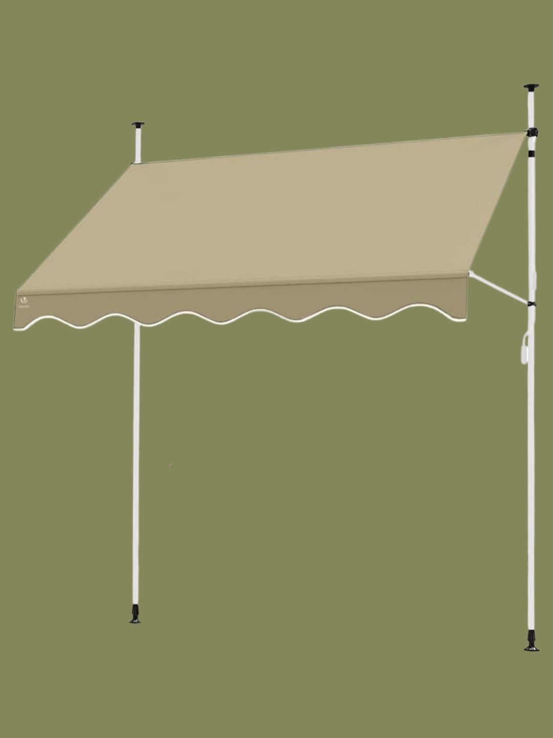 VOUNOT, Patio Telescopic Retractable Manual Awning in Beige