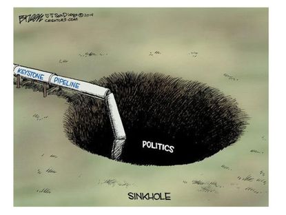 Political cartoon Keystone XL pipeline politics
