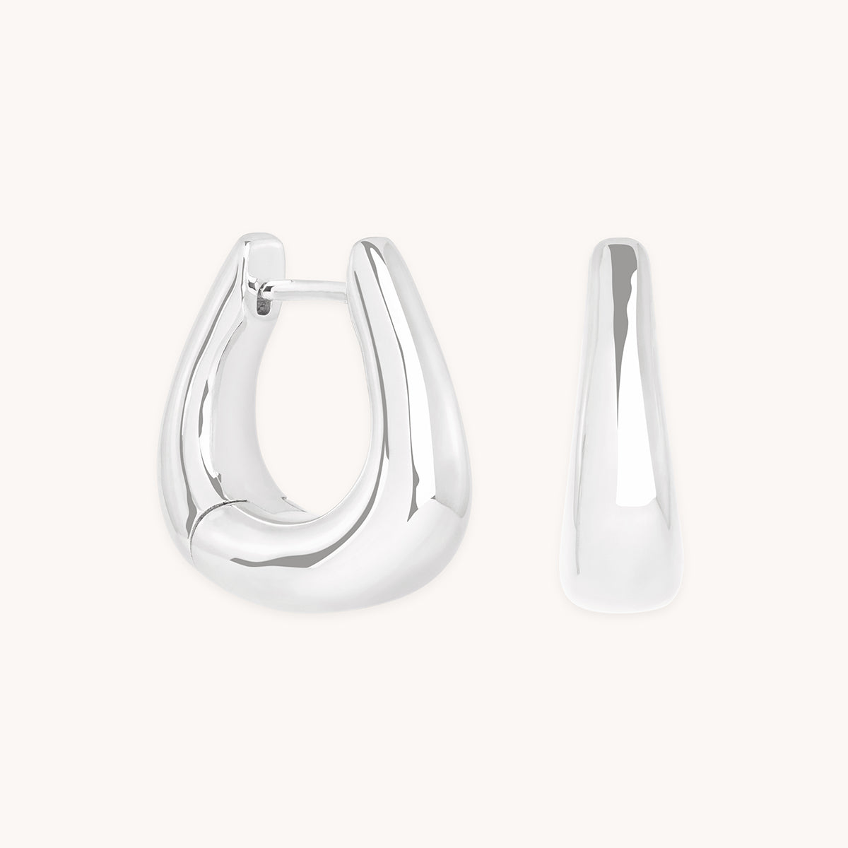 Saddle Medium Hoops in Silver