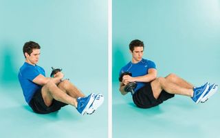 Russian twist abs exercise using a dumbbell