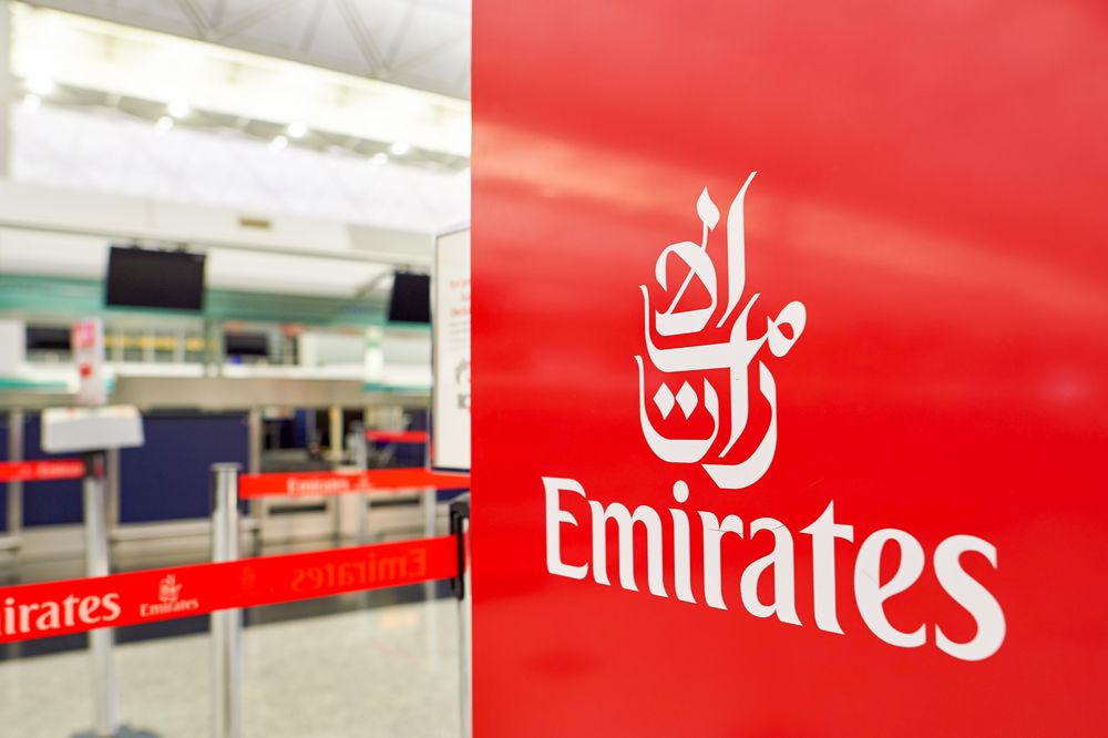 An Emirates airline check-in gate