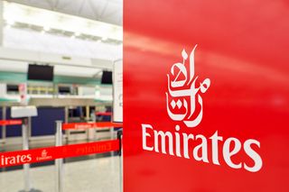 An Emirates airline check-in gate