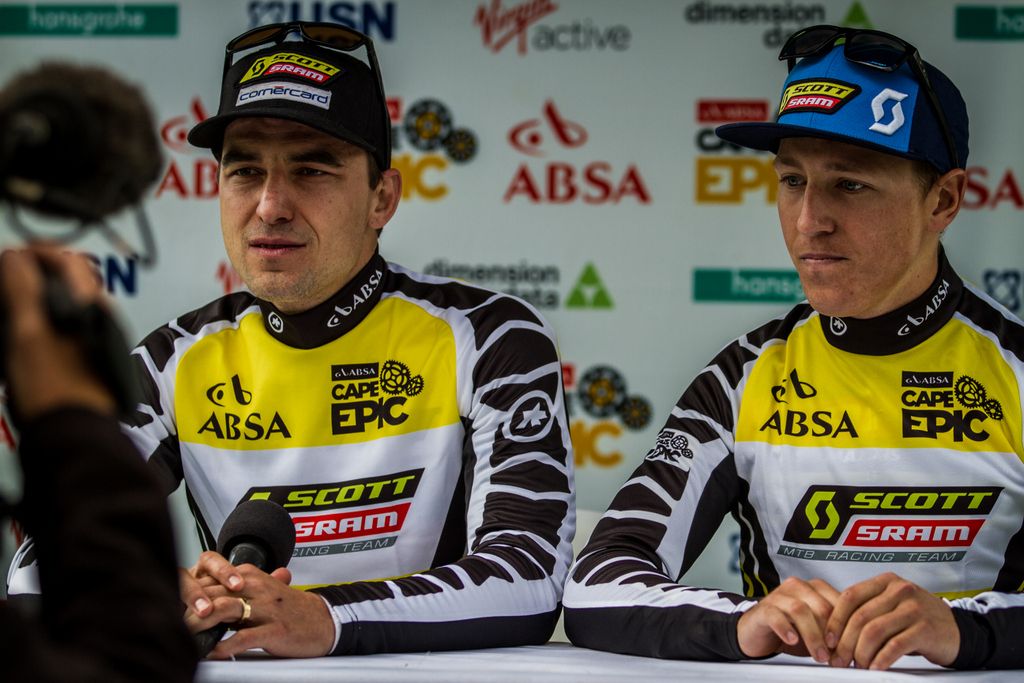 Nino Schurter and Matthias Stirnemann (SCOTT-SRAM MTB Racing) in the press conference
