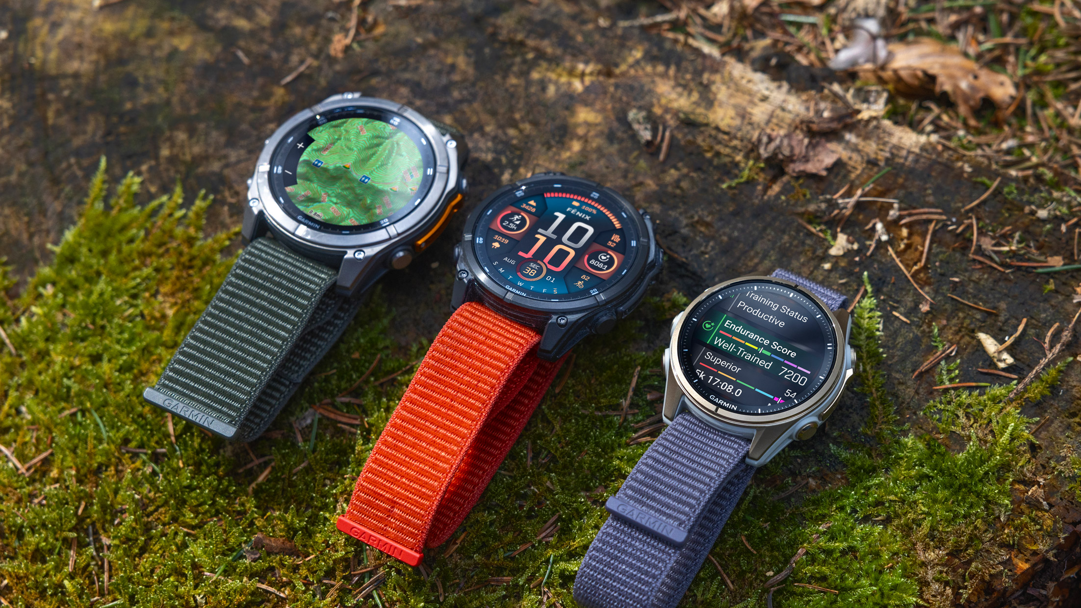 Garmin Fenix 8 watches on the ground outdoors