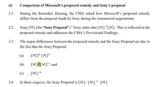 UK CMA regulatory responses from Sony