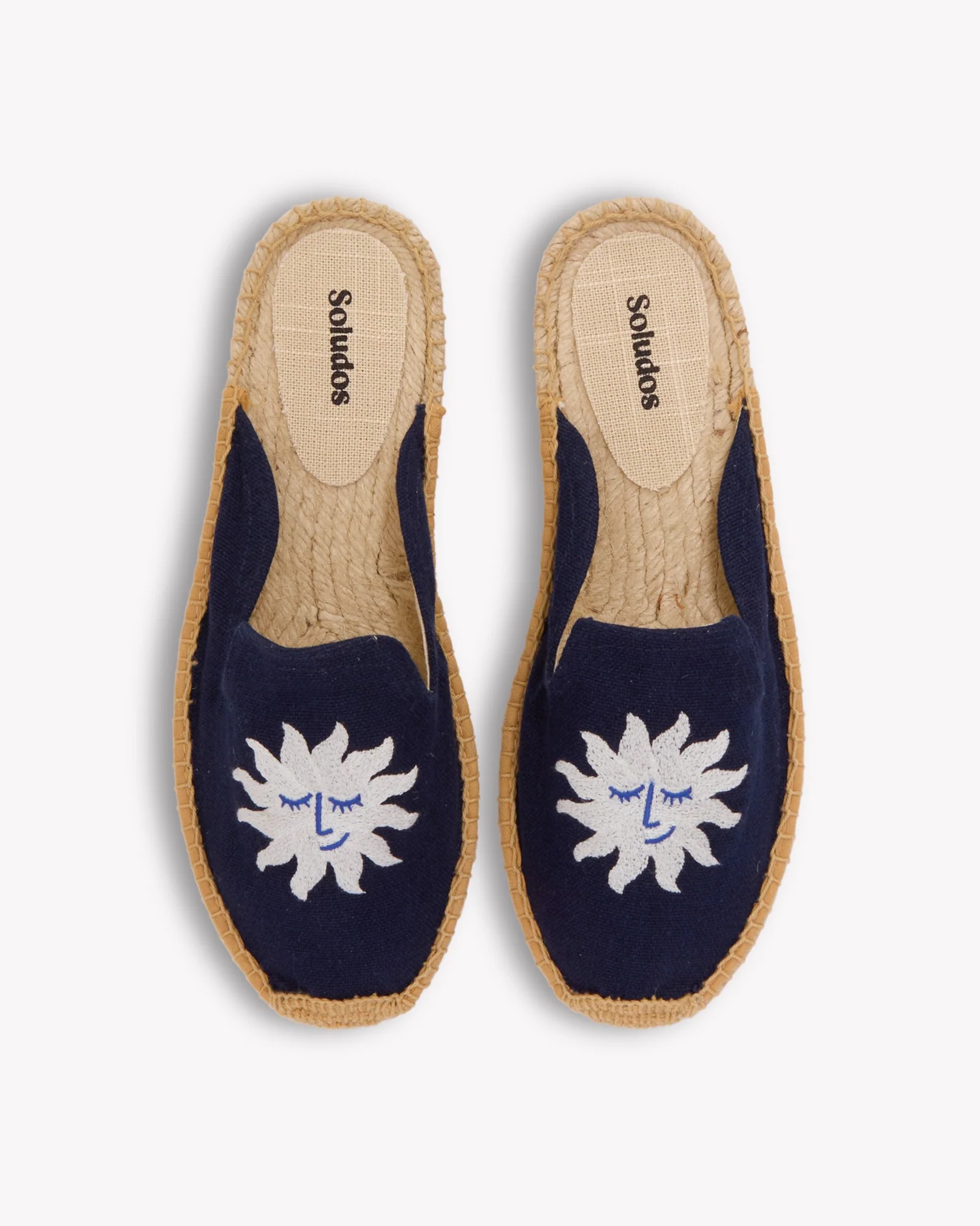 Women's Smoking Mule Espadrille | Embroidery | Sun Burst - Armada Blue