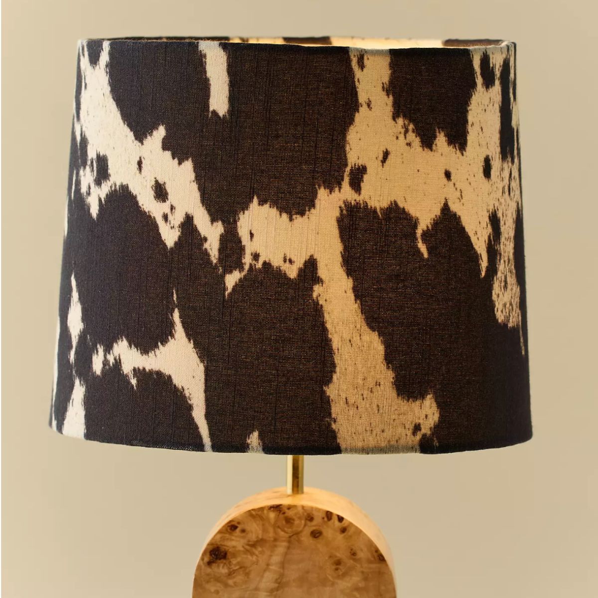 A cow print lampshade