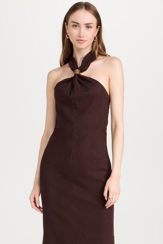 Attica Gold Cuff Halter Dress