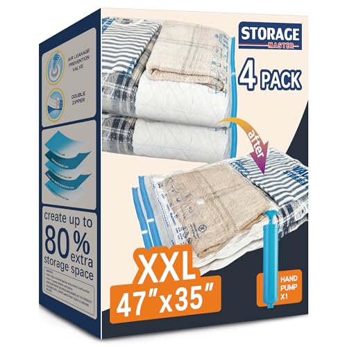 Xxl Jumbo Vacuum Storage Bags, 47''x35'' Extra Large Space Bags for Blanket, Bedding, Comforters (4-Xxl)