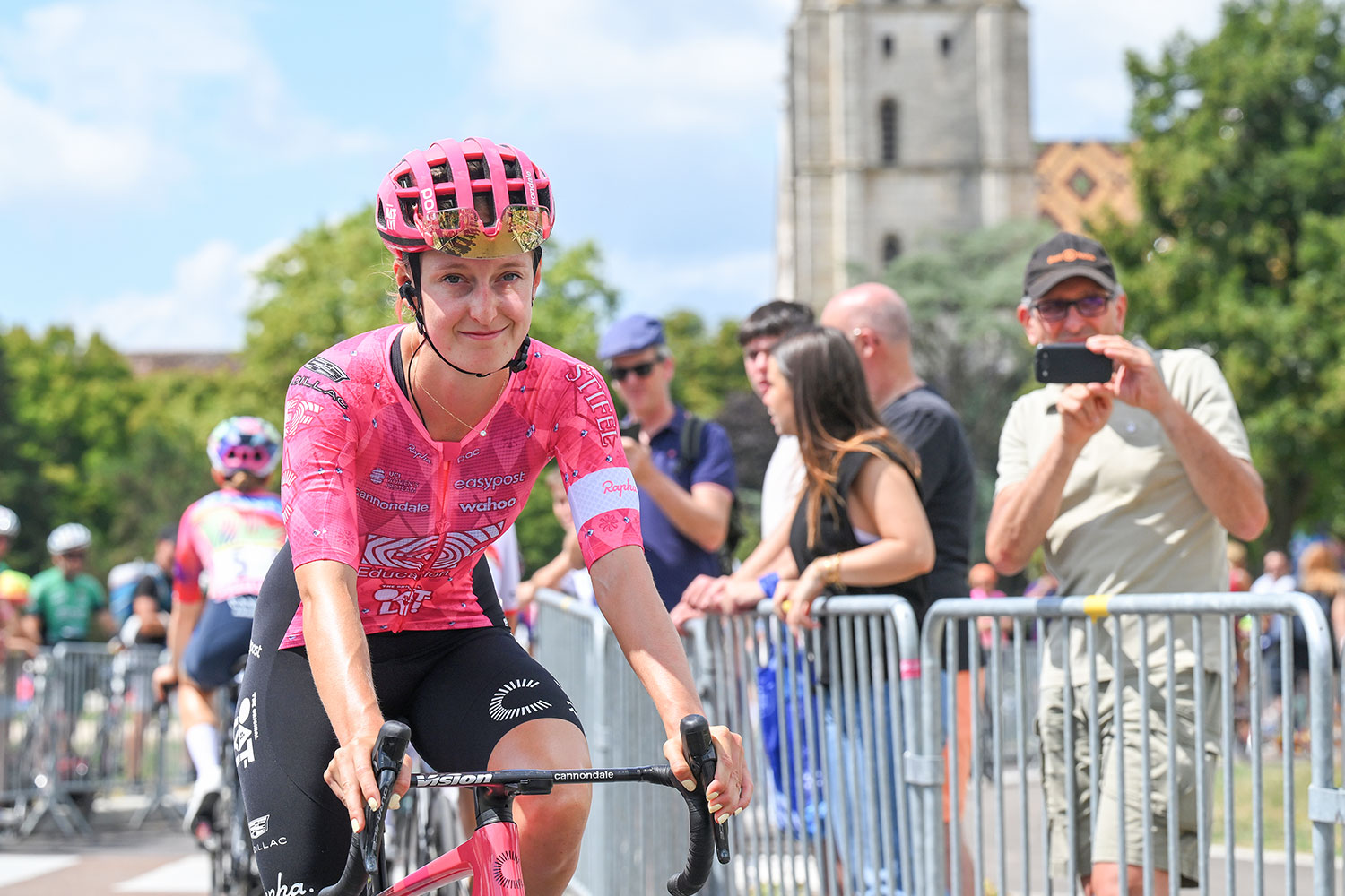 BOURG-EN-BRESSE, FRANCE - AUGUST 01: Cedrine Kerbaol of France and Team EF Education-Oatly prior to the 4th Tour de France Femmes 2025, Stage 7 a 159.7km stage from Bourg-en-Bresse to Chambery / #UCIWWT / on August 01, 2025 in Bourg-en-Bresse, France. (Photo by Tim de Waele/Getty Images)