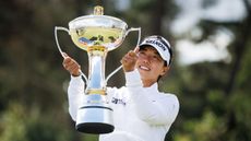 Jenny Shin lifts the ISPS Handa Women's Scottish Open trophy in 2026