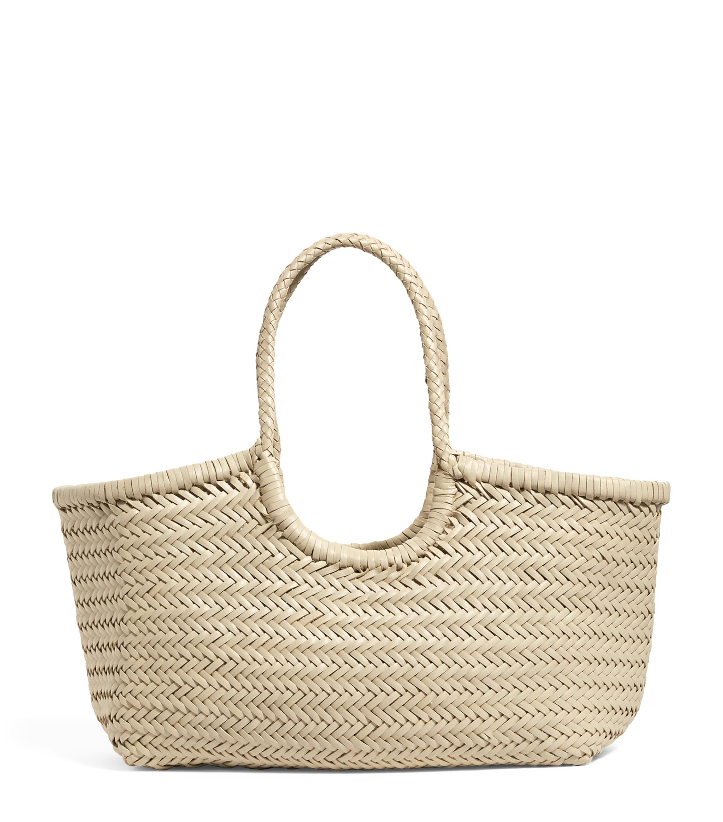 Large Leather Woven Nantucket Tote Bag