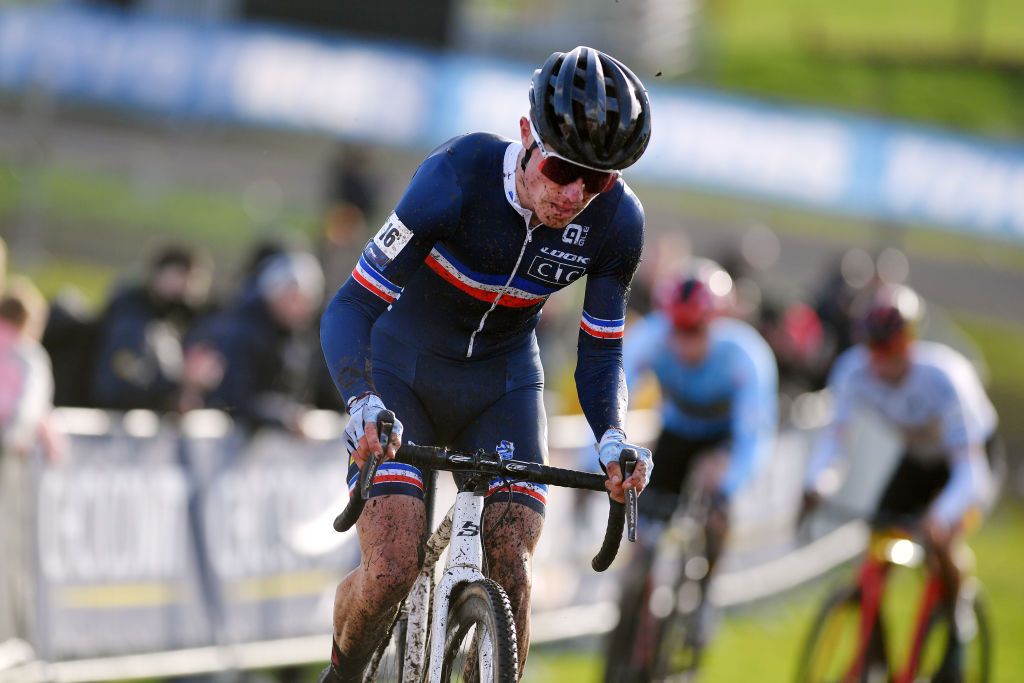 COL DU VAM DRENTHE NETHERLANDS NOVEMBER 07 Joshua Dubau of France competes during the 19th UEC European Cyclocross Championships 2021 Mens Elite EuroCross21 UECcycling on November 07 2021 in Col du Vam Drenthe Netherlands Photo by Luc ClaessenGetty Images