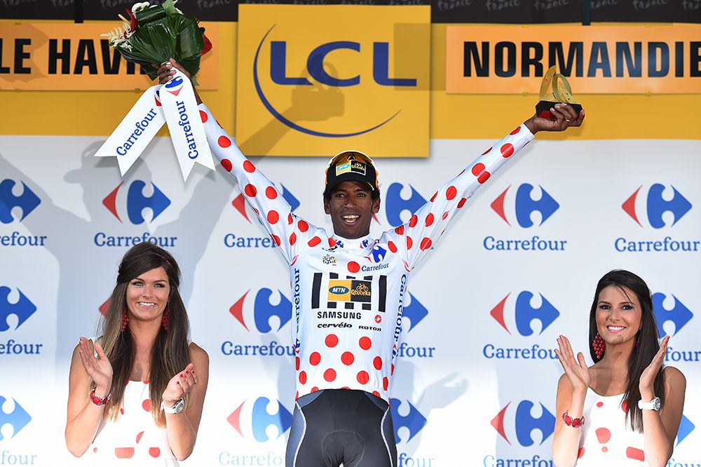 Daniel Teklehaimanot (MTN-Qhubeka) claimed the polka dot jersey