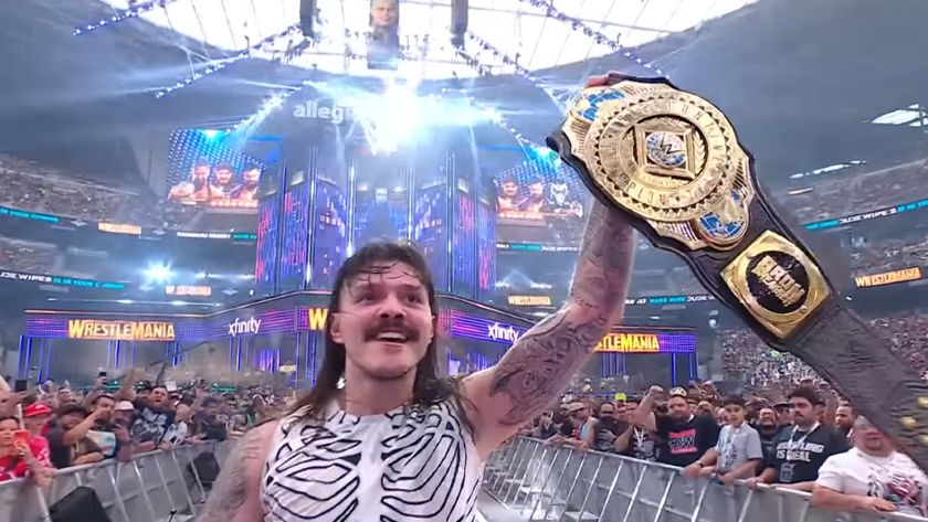 Dominik Mysterio after winning the IC Title at WrestleMania 41
