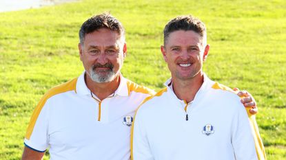 Justin Rose with caddie Mark Fulcher at the 2023 Ryder Cup