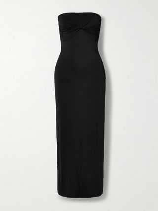 Cate Strapless Twist-Front Stretch-Jersey Midi Dress