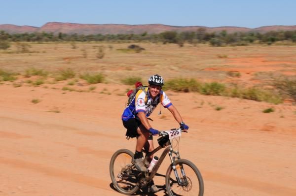 Mike Valmadre races in the veteran 40-49 category at the MTB Enduro - Red Centre