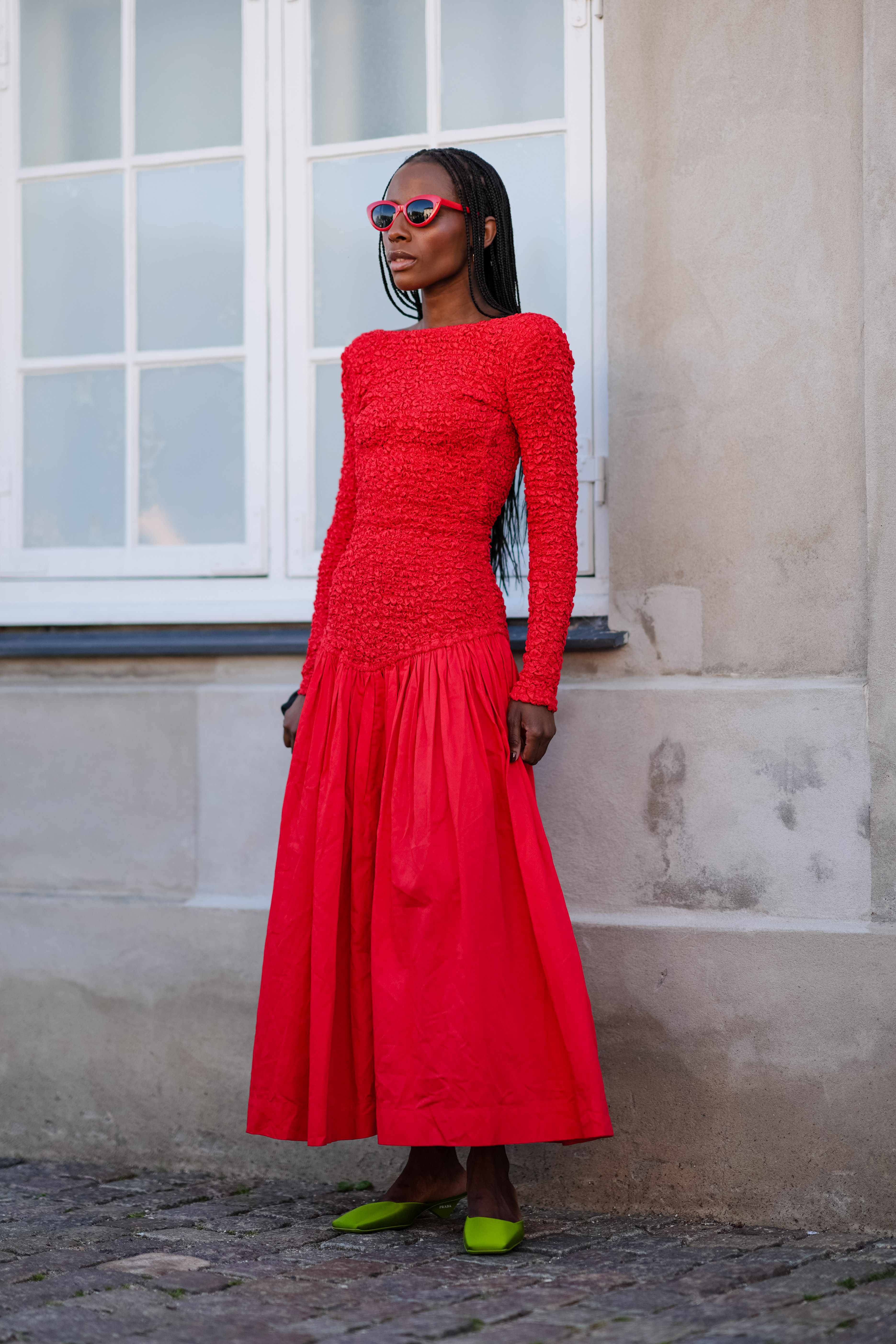 woman wearing a smocked dress in Copenhagen