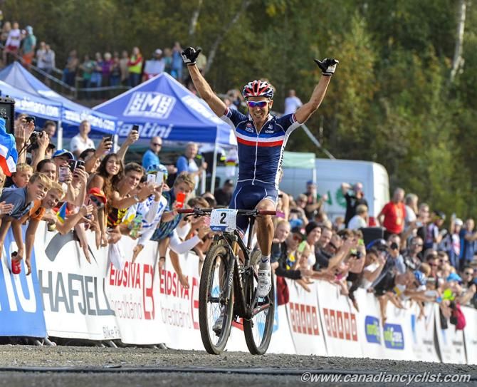 Julien Absalon (France) wins the cross country world championships in Hafjell, Norway