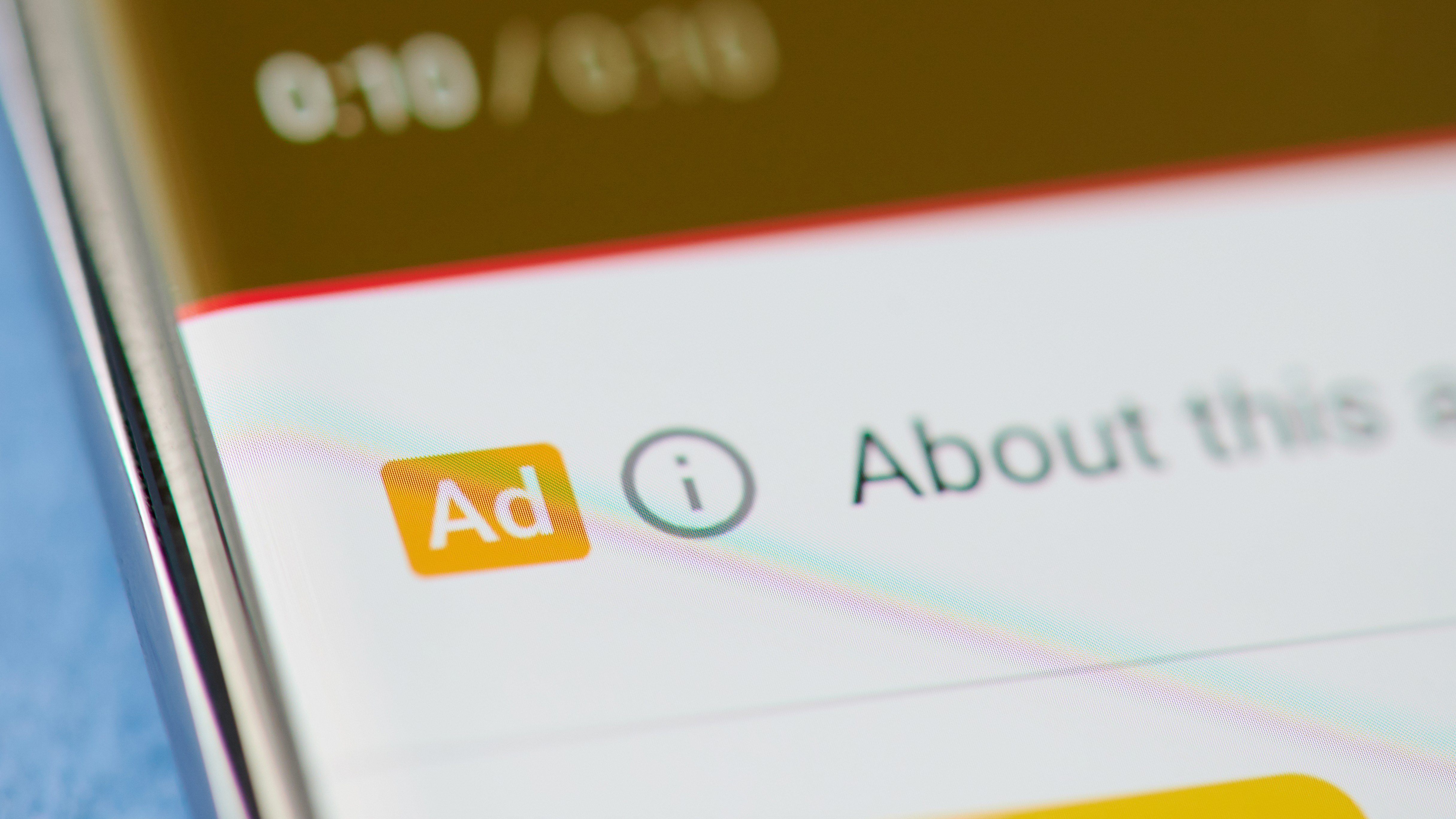 A close up of an ad pop-up in YouTube