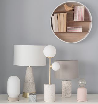 cut stone and marble effect lamp bases from quartz collection