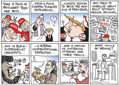 Political Cartoon U.S.&nbsp;MAGA Trump Covington High school