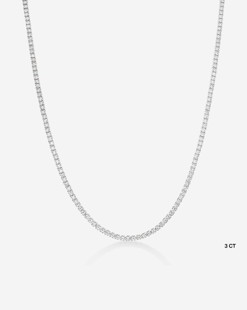Classic Diamond Tennis Necklace - 14k White Gold / 16" / 3 Carat
