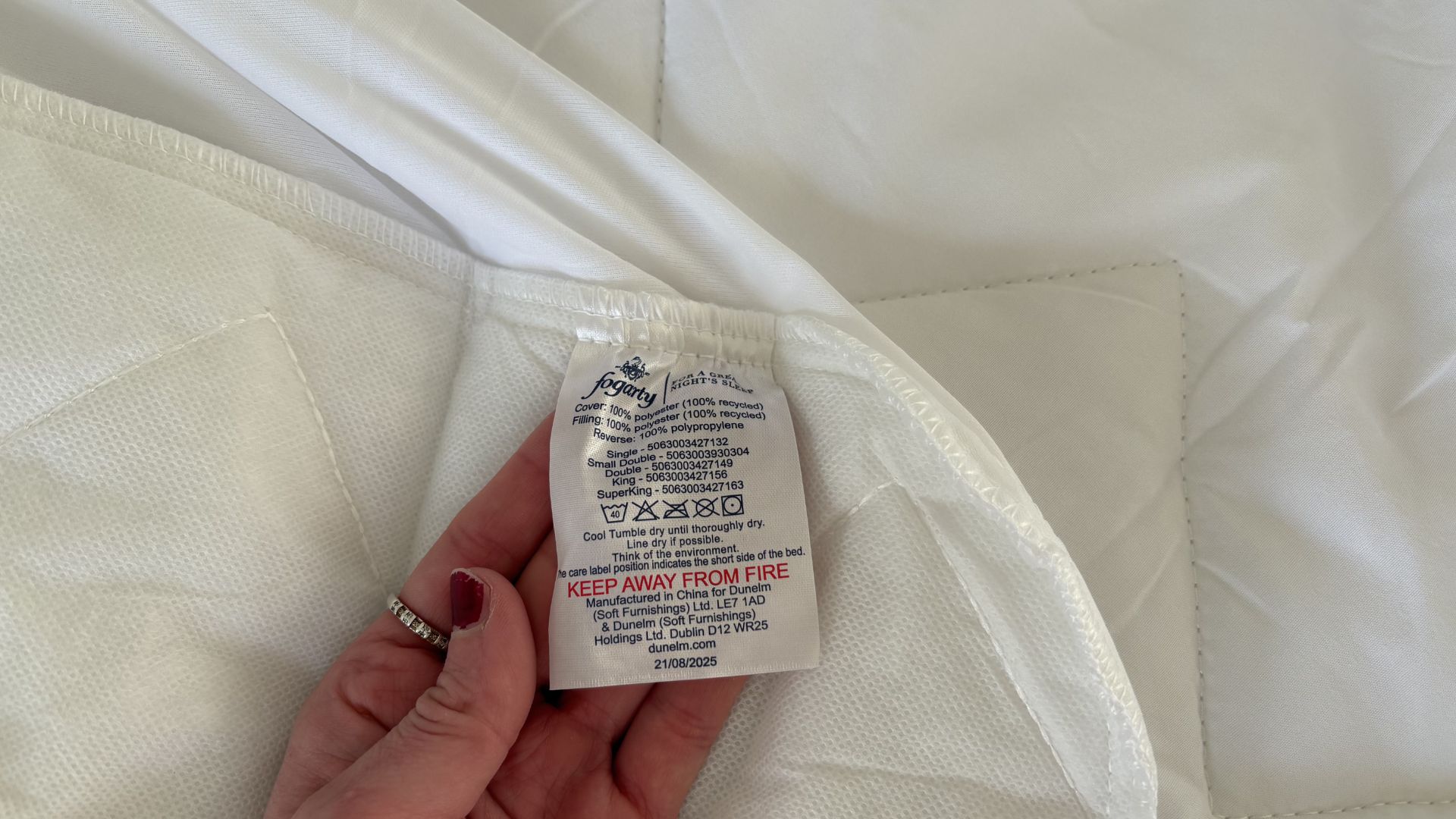 Testing the Fogarty Temperature Balance Mattress Protector on the bed