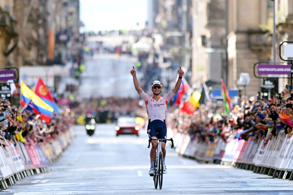 Mathieu van der Poel (Netherlands) wins the elite men's road race