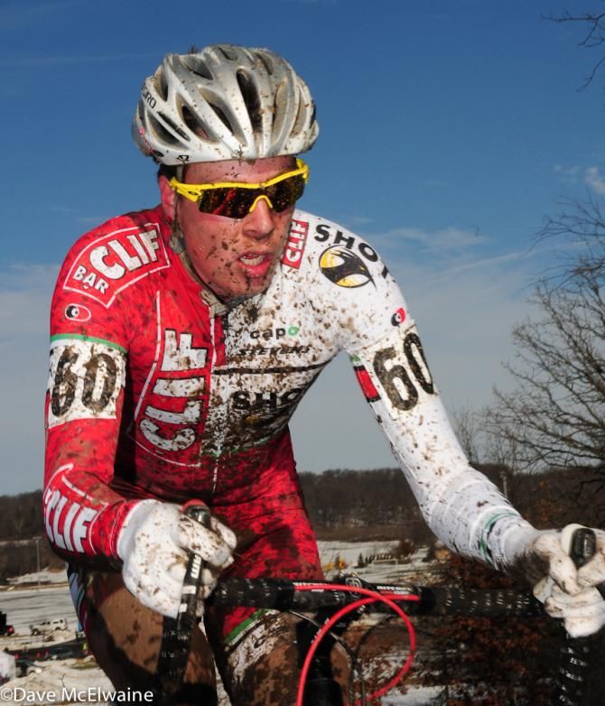 Maxx Chance (Clif Bar) on a steep muddy climb
