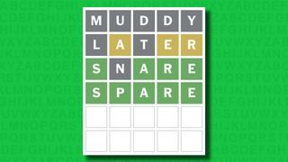 NYT Wordle answer for game 1389 on a green background