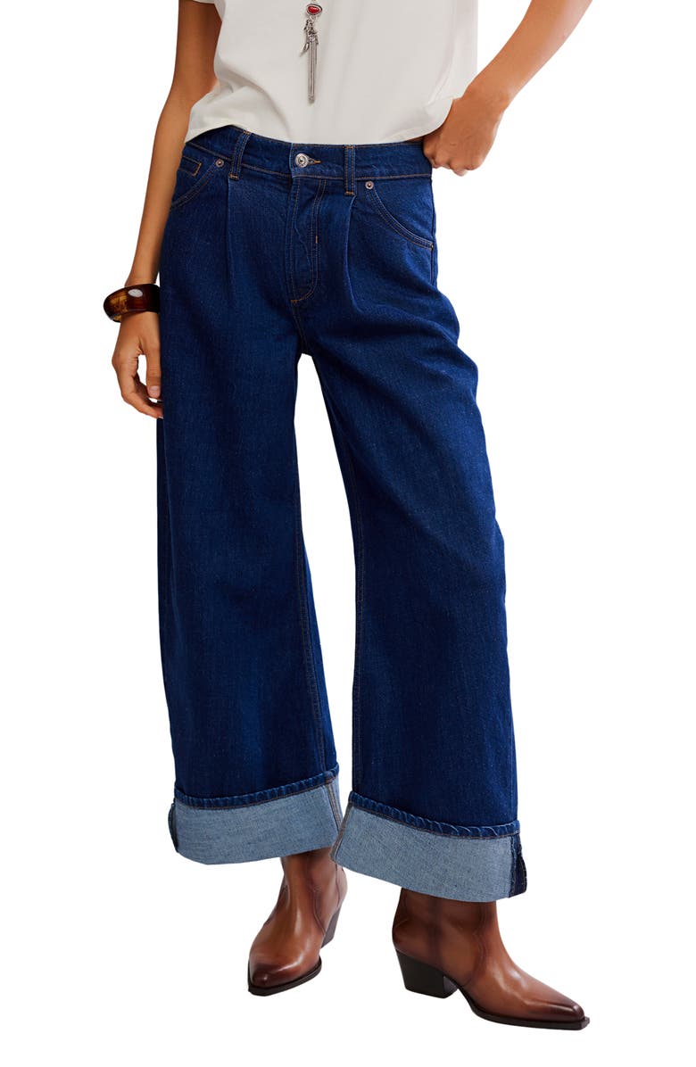 Alia Cuffed High Waist Wide Leg Jeans