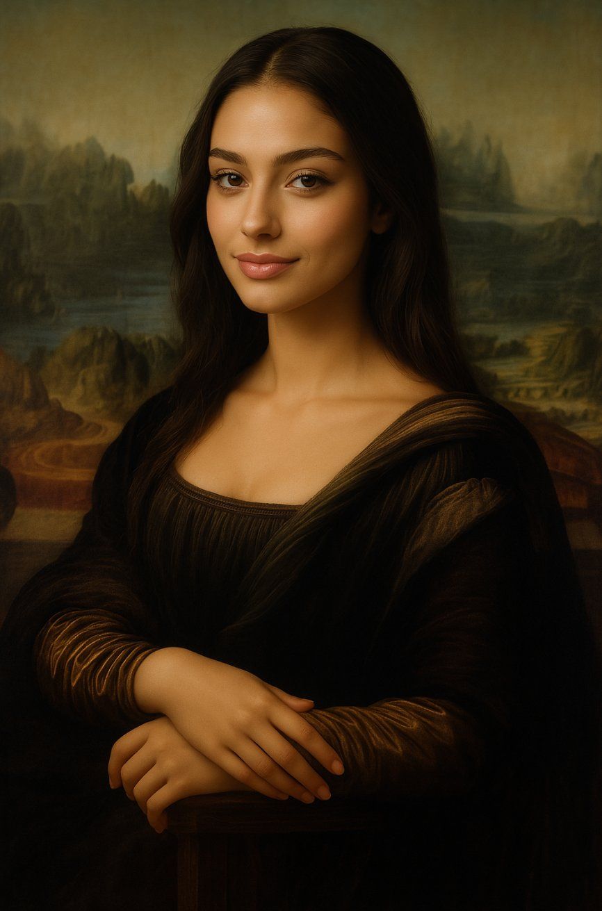 Two photorealistic images created from famous paintings