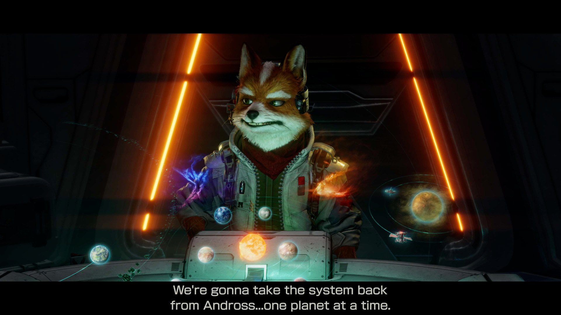 In Star Fox for the Switch 2, Fox McCloud stands at a command center and declares, &amp;quot;we're going to take the system back from Andross... one planet at a time.