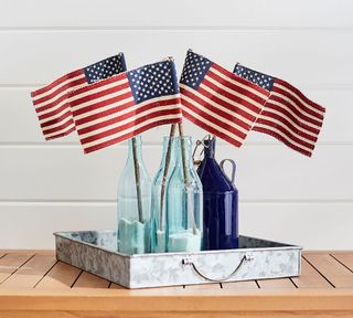 memorial day flags in a vase